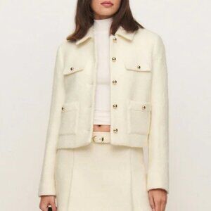 NWT Reformation Marin Wool-Blend Jacket - Cream - XS